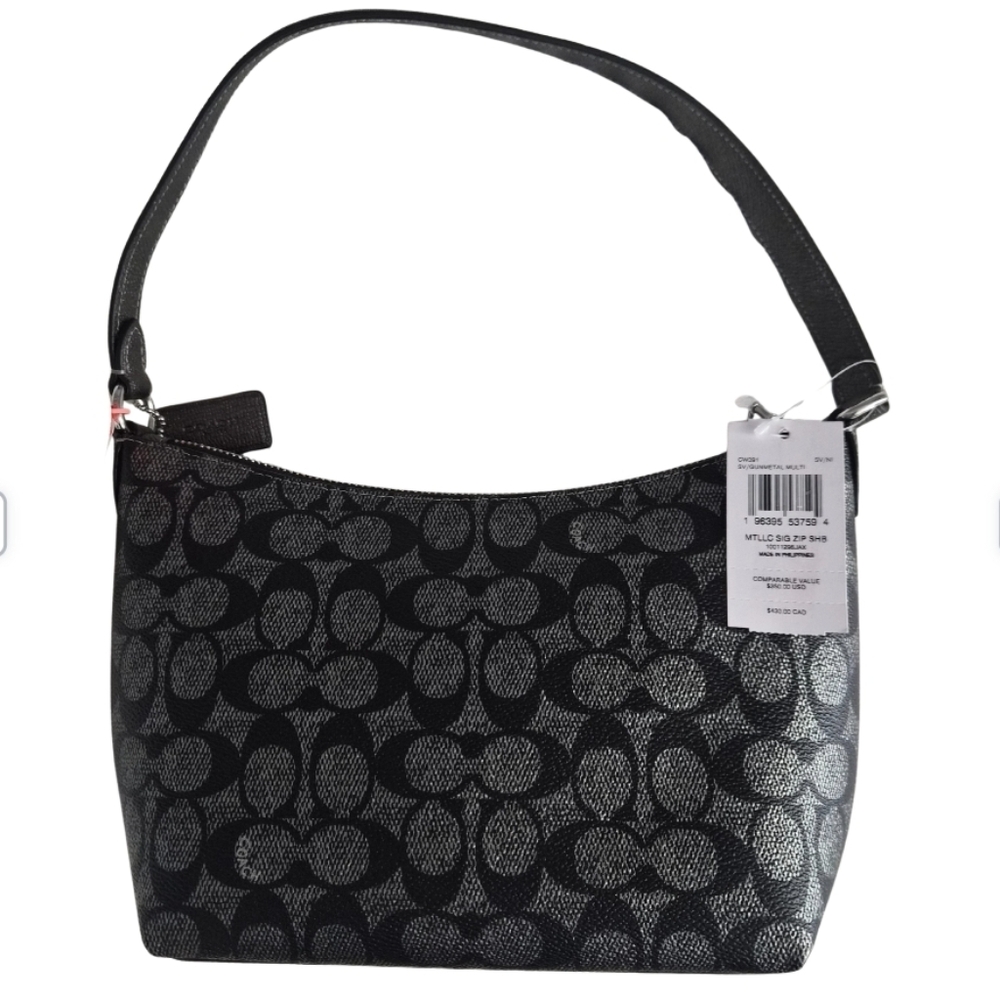 ❌️SOLD❌️ NWT Coach Zop Top Shoulder Bag CW391 Granite - Picture 2 of 6